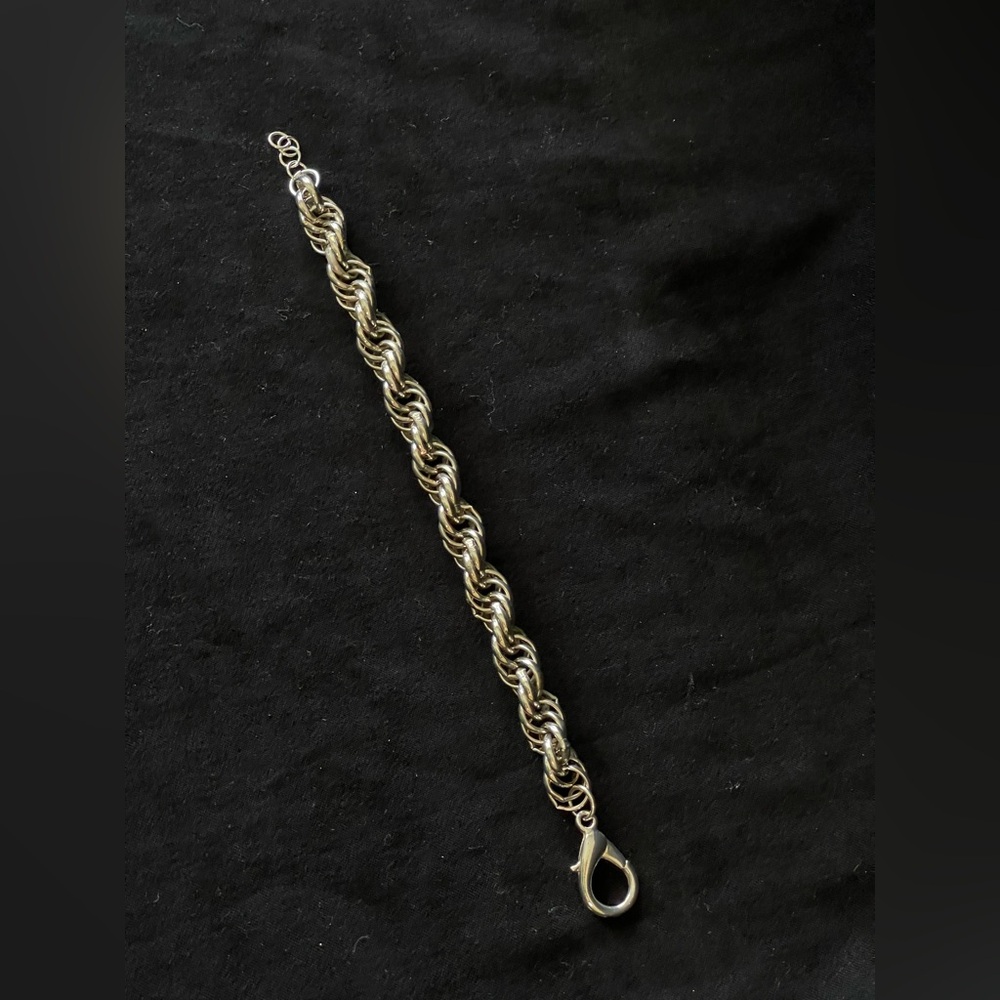 Vintage Sterling, silver plated chunky rope chain bracelet